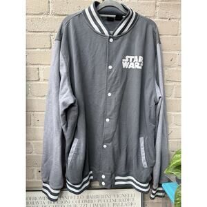 Star Wars Mens Jacket Baseball Varsity Letterman Lightweight Gray XXL 2XL